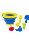 Beach toy for Boys 7pcs Beach Kids Accessory Set includes Collapsible Bucket, Rake, Shovel and Sand molds perfect for gift. (Blue)