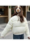 F14.Women's Short Inflatable Shiny, Ribbed Knitwear Coat - 2