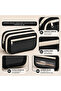 Multi-Compartment Large Capacity Basic Pencil Case - Black - 4