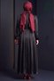 Black Balloon Sleeve Sparkling Evening Dress - Belted Long Hijab Stylish Dress - 3