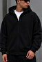 Men's Oversize Zippered Hooded Sweatshirt Cardigan with Pockets - 2