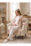 New Season Ecru Shawl Collar Patterned Lace Detailed Design Buttoned Short Sleeve Maternity Pajama Set 3-Piece Set - 5