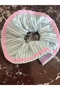 Blue Striped Candy Pink Double Sided Striped Scrunchie Buckle Rubber Bagel Buckle