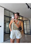 Gold Scarf Detailed Glitter Blouse - 3