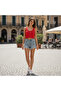 Women's Knitwear Thick Straps Red Color Crop Tshirt Bb2745 - 6