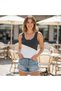 Women's Knitwear Without Underwire Support Anthracite Ecru Color T-Shirt Bb2747 - 4