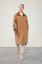 Brown Zipper Detailed Faux Leather Coat
