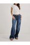 Women's Baggy Low Waist Tassel Detailed Wide Leg Dark Blue Jean Trousers - 2