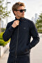 Smoked Stand Collar Tracksuit Set with Stripe Detail, Lined Inside, Standard Fit, Zipper Pockets, Cotton Steel Interlock Fabric, Men's - 7