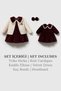 Colette 3 Piece Velvet Dress Baby Girl Set |   Velvet Dress Set with Knit Cardigan & Headband - 2