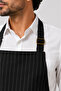 Waterproof Barista Apron Stain-Resistant Striped Waiter Kitchen Chef Apron with Pockets Adjustable Neck Strap - 4