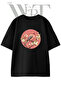 Pink Kus Design Printed Unisex Black Oversize T-Shirt