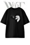 Helmet Angel Devil Design Printed Unisex Black Oversize T-Shirt