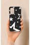 Oppo A55 Compatible Black Mega Star Patterned Silicone Case