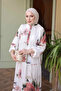 Powder Half Buttoned Sleeves Elastic Skirt Layered Viscose Dress - 3