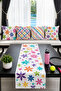 Colorful Floral Patterned Runner and Set of 4 Throw Pillow Covers - 2