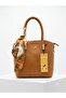Leather-Look Multi-Compartment Hand and Shoulder Bag with Scarf Detail - 4