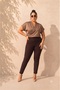 Women's Plus Size High Waist Double Button Slim Leg Crepe Stretch Woven Pants - 5
