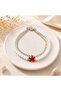Red Star - White Crystal Stone Women's Anklet - 2