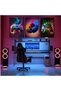 Neon Gaming Controller Headset 3 Piece Gallery Wrapped Canvas Wall Art | 3x 30x40cm 12x16 inch | RGB Gamer Triptych Wall Decor - 2