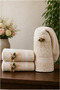 4 Pieces 100% Cotton French Guipure Embroidered Bowknot Dowry Bag Casual 50*90 Towel / Towel Set Beige - 3