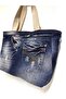Design Shoulder Bag with Silver Accessory Details and Cream Shoulder Strap - 5