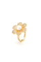 Pearl Flower Gold Adjustable Ring - 2