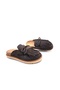 Genuine Suede Leather Women's Anatomical Sole Tassel Detailed Brown Color Closed Toe Sabo Slippers