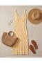 100% Cotton Leaf Pattern Long Knitwear Beach Dress with Elastic Waist - 3