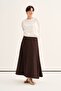 Women's Side Pleated Jean Skirt Brown