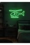 Helikopter Figürlü LED Neon Duvar Tablosu | Yeşil Aydınlatmalı Modern Dekor | Genç Odası
