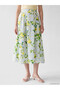 Elastic Waist Lemon Printed Pleated Skirt - 2