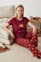 Women's Patterned Crew Neck Buttonless Cotton Summer Short Sleeve Pajama Set - 5