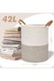 (U19)Woven Rope Laundry Hamper Tall Laundry Basket for Blanket Storage Large Dirty Clothes Hamper for Toys Decorative Baby Nursery Hamper for Bedroom Living Room - 2