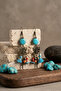Ethnic Bohemia Antique Turquoise Natural Stone Earrings - 2