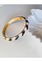 Steel Clasp Black-White Patterned Enamel Bracelet - 8