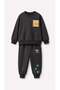 Boy's Dinosaur Printed 3 Thread Fabric Tracksuit Set - 4