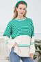 Striped Wide Sleeve Oversize Knitwear Sweater