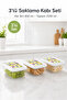 Set of 3 850 ml Rectangular Storage Containers, Fruit Patterned Transparent Stackable Food Container - 2