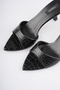 Kelly Women's Black Crocodile Pointed Toe Heeled Slippers (8cm) & Mules - 5
