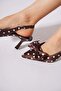 Dusan bow detail stiletto heel open back polka dot women's heeled shoes - coffee - 4
