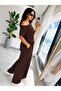 Women's one shoulder open side stripe detailed viscose two thread blouse and pant two piece set - 3