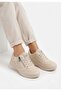 Women's Zippered and Laced Non-Yellowing Sole Sneaker Shoes-Beige