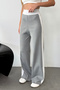 Women's elastic waist wide leg knit pants - gray - 25k 2393 - 2