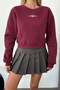 Women's crew neck sweatshirt with teddy bear embroidery - burgundy - 264441 - 2