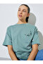 Green Embroidered Longline Cotton T-Shirt