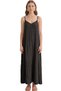 Women's Black Crinkle Linen Textured Rope Strap Bohemian Long Dress Maxi Loose Summer Beach Dress