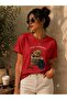 تي شيرت نسائي أساسي مطبوع رقميًا عليه عبارة Good Morning Teddy Bear