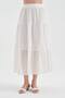 Women's buckle detailed lined belt elastic design long skirt - 2