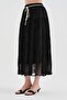 Women's beaded belted lined skirt with elastic waistband design